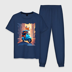Пижама хлопковая мужская Деловой лис, цвет: тёмно-синий