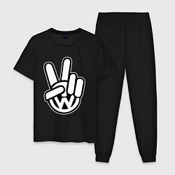Пижама хлопковая мужская Volkswagen peace, цвет: черный