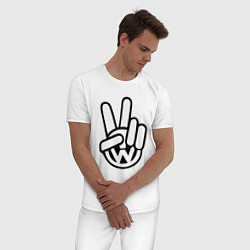 Пижама хлопковая мужская Volkswagen peace, цвет: белый — фото 2