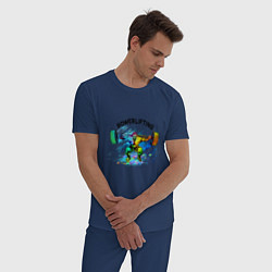 Пижама хлопковая мужская Культурист, цвет: тёмно-синий — фото 2