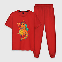 Пижама хлопковая мужская Дракошечка, цвет: красный