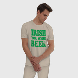 Пижама хлопковая мужская Irish you were beer, цвет: миндальный — фото 2