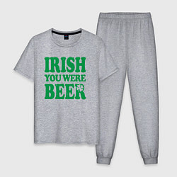 Пижама хлопковая мужская Irish you were beer, цвет: меланж