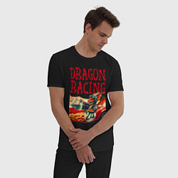 Пижама хлопковая мужская Dragon cool racer - ai art, цвет: черный — фото 2