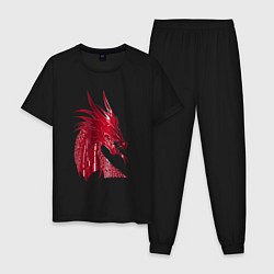 Пижама хлопковая мужская Рэд дракон, цвет: черный