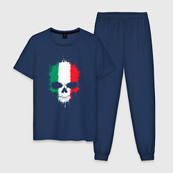 Пижама хлопковая мужская Череп Италия, цвет: тёмно-синий