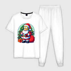 Пижама хлопковая мужская Santa Simpson - ai art, цвет: белый