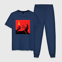 Пижама хлопковая мужская Lenin in red, цвет: тёмно-синий