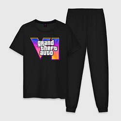Пижама хлопковая мужская GTA 6 art, цвет: черный