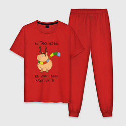 Пижама хлопковая мужская Капибара: мотаю нервы, цвет: красный