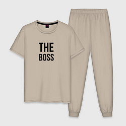 Пижама хлопковая мужская The boss - Couple, цвет: миндальный