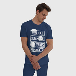 Пижама хлопковая мужская Еда сон теннис, цвет: тёмно-синий — фото 2