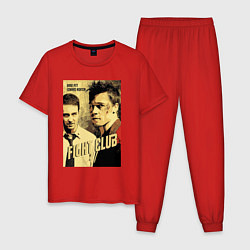 Пижама хлопковая мужская Fight club - actors, цвет: красный