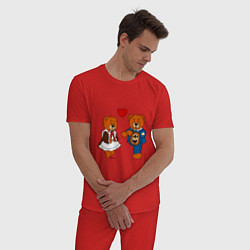 Пижама хлопковая мужская Мишки: Айгуль и Марат, цвет: красный — фото 2