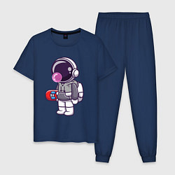 Мужская пижама Космонавт со скейтом