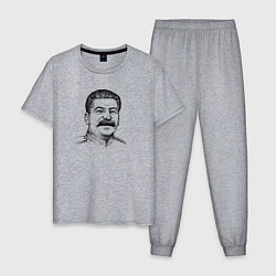 Пижама хлопковая мужская Сталин улыбается, цвет: меланж