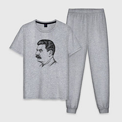 Пижама хлопковая мужская Сталин в профиль, цвет: меланж