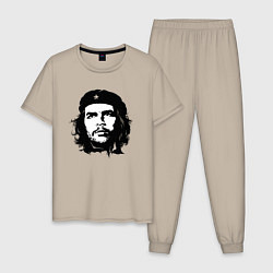 Пижама хлопковая мужская Портрет Эрнесто Че Гевары, цвет: миндальный