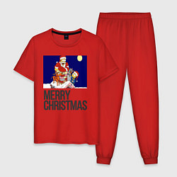 Пижама хлопковая мужская Merry Christmas Simpsons, цвет: красный