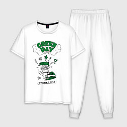 Пижама хлопковая мужская Green day basket case, цвет: белый