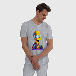 Пижама хлопковая мужская Bart is an avid gamer, цвет: меланж — фото 2
