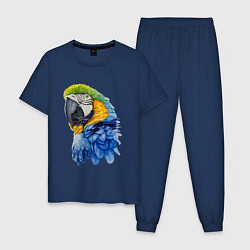 Мужская пижама Сине-золотой попугай ара