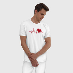 Пижама хлопковая мужская Сердце и электрокардиограмма: символ здоровья и лю, цвет: белый — фото 2