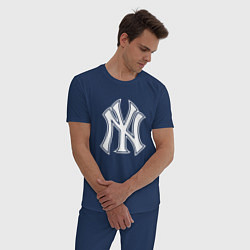 Пижама хлопковая мужская New York yankees - baseball logo, цвет: тёмно-синий — фото 2