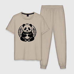 Мужская пижама Сидящая чёрная панда в позе лотоса