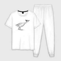 Пижама хлопковая мужская Гусь в шапке атакует, цвет: белый