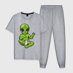 Пижама хлопковая мужская Ребёнок пришельца, цвет: меланж