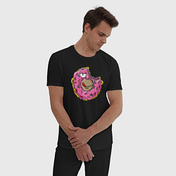 Пижама хлопковая мужская Homer donut, цвет: черный — фото 2