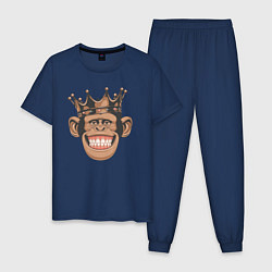 Пижама хлопковая мужская Monkey king, цвет: тёмно-синий