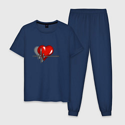 Пижама хлопковая мужская Влюблённое сердце, цвет: тёмно-синий