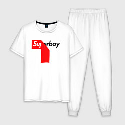 Пижама хлопковая мужская Superboy, цвет: белый