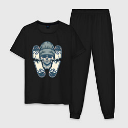 Пижама хлопковая мужская Мёртвый скейтер, цвет: черный