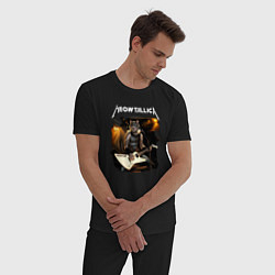 Пижама хлопковая мужская Meowtallica Котфилд, цвет: черный — фото 2