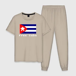 Пижама хлопковая мужская Free Cuba, цвет: миндальный