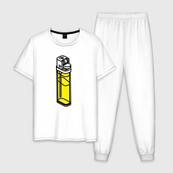 Пижама хлопковая мужская Газовая зажигалка, цвет: белый