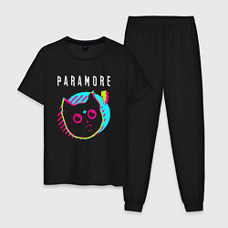 Пижама хлопковая мужская Paramore rock star cat, цвет: черный