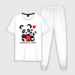 Мужская пижама Влюбленные панды с сердцем