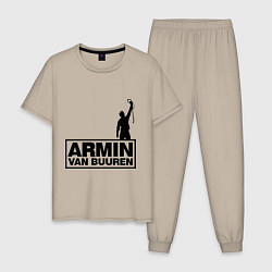 Пижама хлопковая мужская Armin van buuren, цвет: миндальный