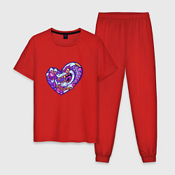 Пижама хлопковая мужская Дракон в сердце, цвет: красный
