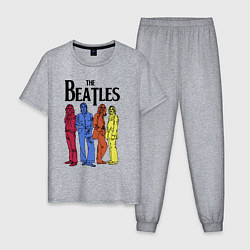 Пижама хлопковая мужская The Beatles all, цвет: меланж
