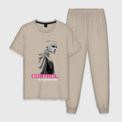 Пижама хлопковая мужская Joy Division - Control film, цвет: миндальный