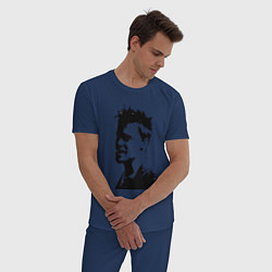 Пижама хлопковая мужская Черный силуэт Брэд Питт, цвет: тёмно-синий — фото 2