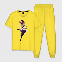 Пижама хлопковая мужская Юдзуриха из аниме Адский рай, цвет: желтый