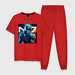 Пижама хлопковая мужская Mass Effect - character ai art, цвет: красный