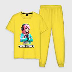Мужская пижама Minecraft девушка с розовыми волосами
