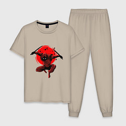Пижама хлопковая мужская Ninja, цвет: миндальный